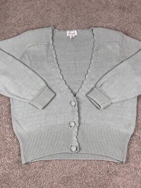 Vintage Margules Ribbed Knit Cardigan Sweater Blue Size Small Cottage Grandma